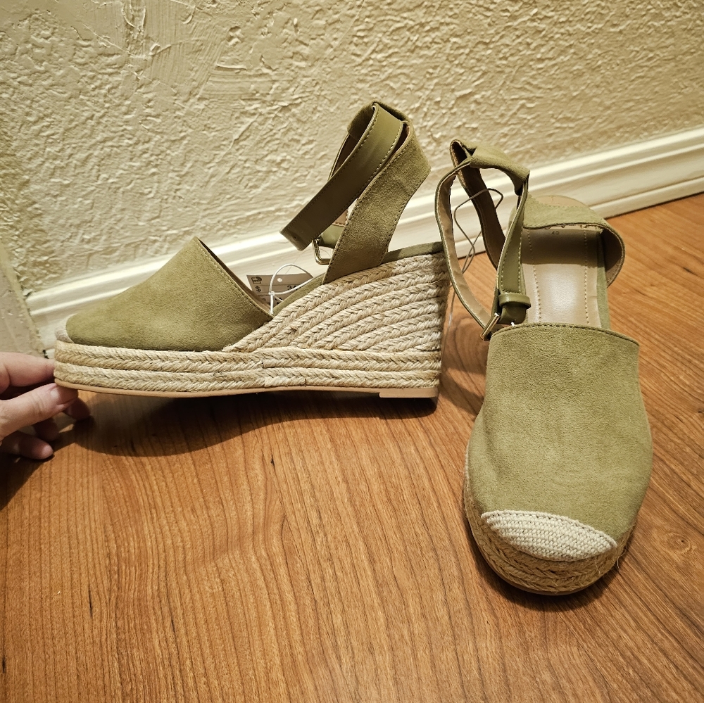 Olive Green Ankle Strap Wedge